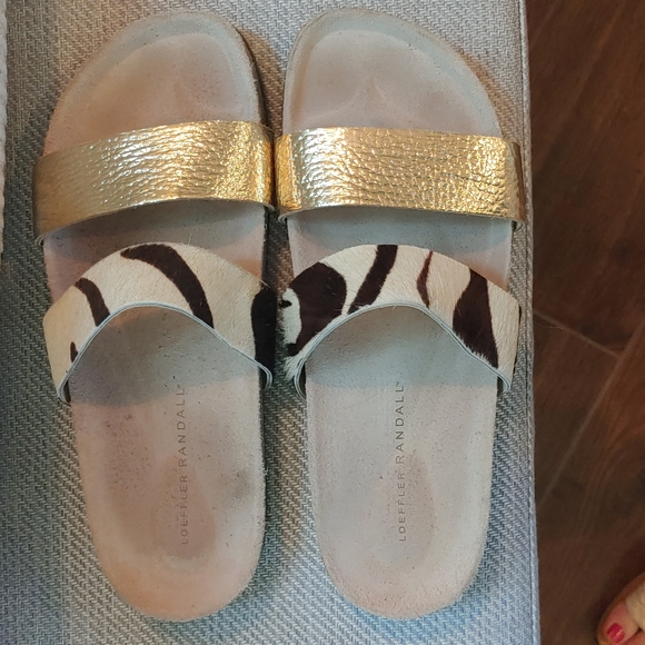 EUC Loeffler Randall Leather and Pony Hair Slides Sandals, made in Brazil size 6 - Picture 2 of 8